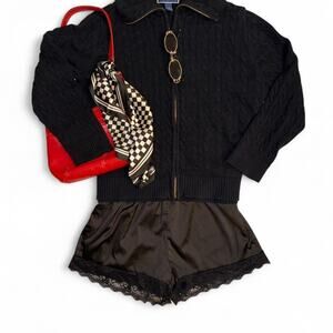 vtg 90s preppy office siren cottagecore full zip spring 2026